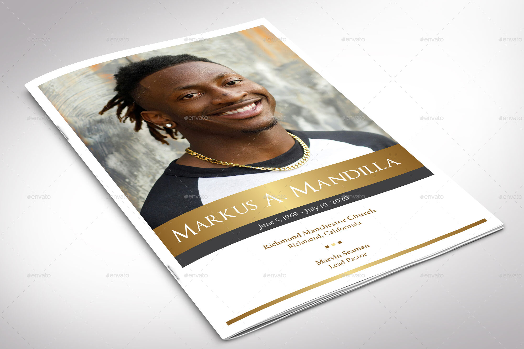 Kings Gold Funeral Program Indesign Template, Print Templates GraphicRiver